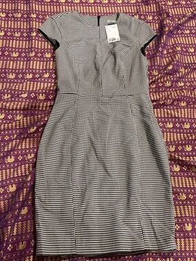 Black & white houndstooth mini dress